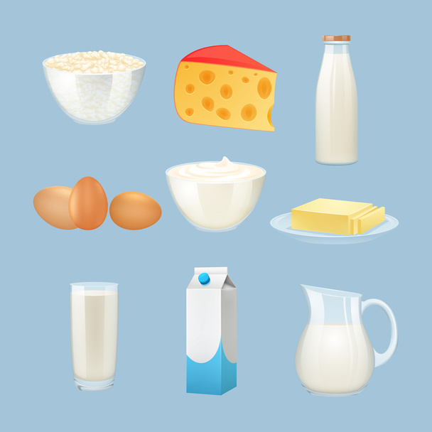 Milk Products Set - Vector, Image