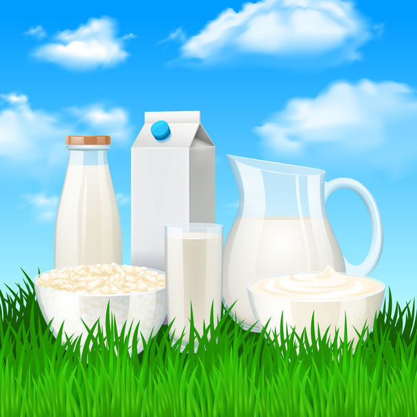 Prodotti lattiero-caseari Illustrazione
 - Vettoriali, immagini