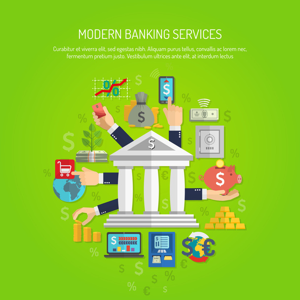 Banking Concept Flat - Vector, Image