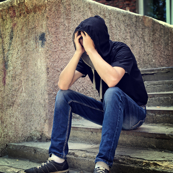 Sad Young Man outdoor - Фото, изображение