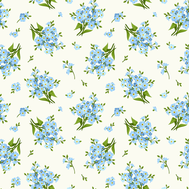 Seamless pattern with blue forget-me-not flowers. Vector illustration. - Vector, Image