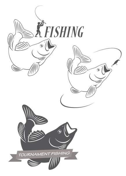 Ψάρεμα κυπρίνου εικονίδια - Διάνυσμα, εικόνα