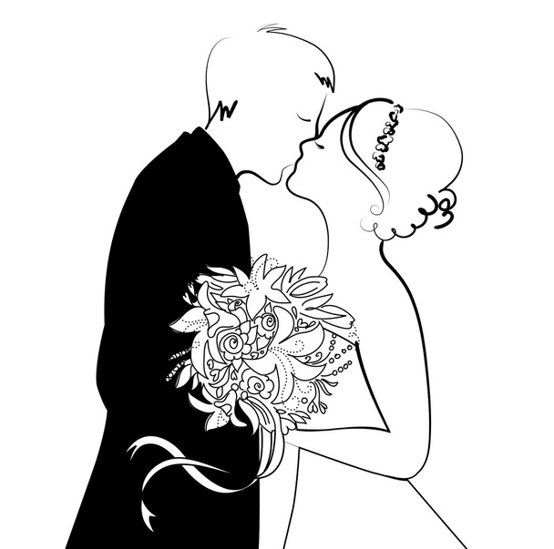 Black and White Wedding Background - Vector, afbeelding