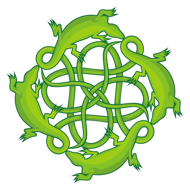 Lizards square knot - Vector, Image