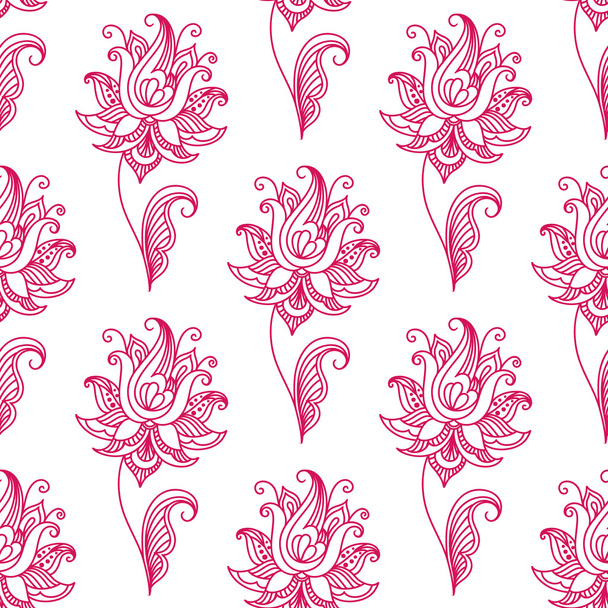 Pink paisley floral seamless pattern - ベクター画像