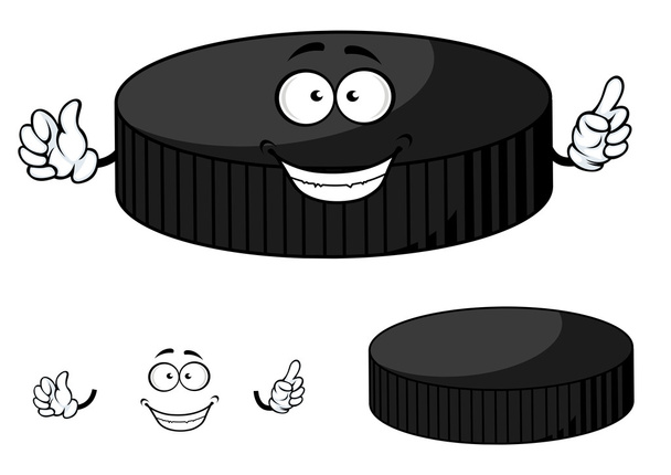 Bonne rondelle de hockey dessin animé agitant ses mains
 - Vecteur, image