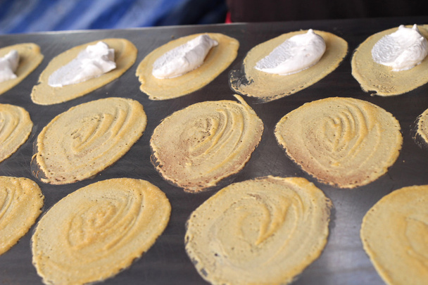 Close up van Thaise krokant pannenkoek - crème pannenkoeken - Foto, afbeelding