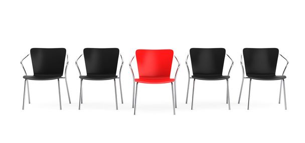İş büyük toplantı. Sandalye arasında diğer sandalyeler patron. 3D parçalamak - Fotoğraf, Görsel