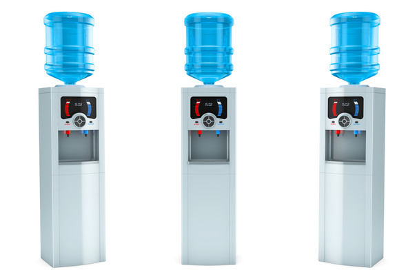 Tres enfriadores de agua eléctricos con botellas
  - Foto, Imagen
