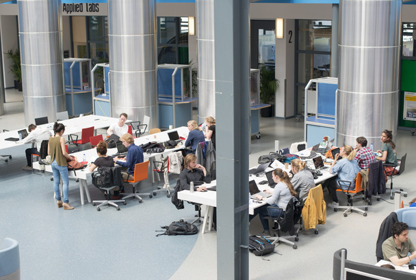 boys and girls studying in university - Фото, зображення