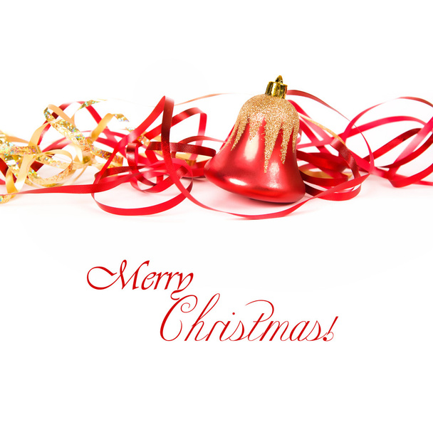 Christmas bell with red ribbon - Photo, image