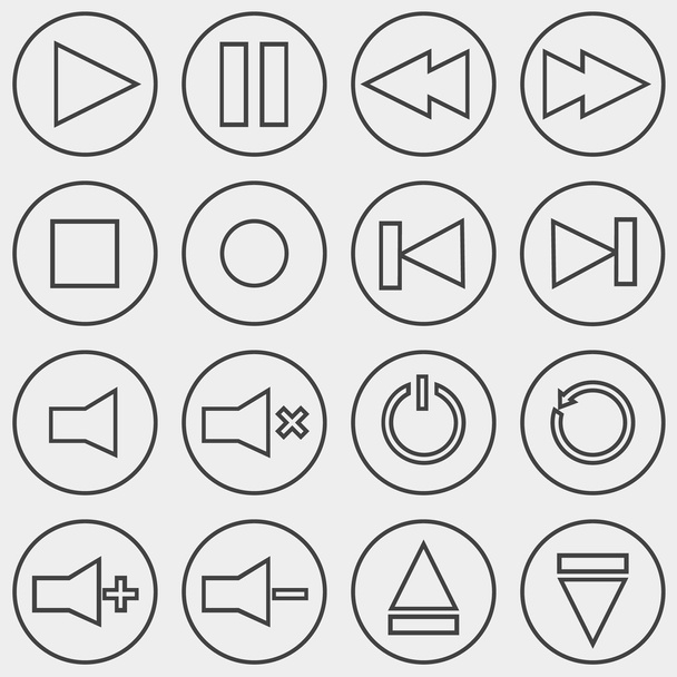 Media player outline icons - Vector, Image