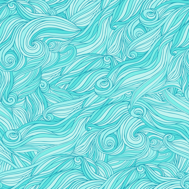 Abstract hand-drawn pattern with waves and clouds - Vecteur, image