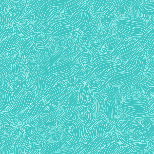 Seamless abstract hand-drawn pattern, tangle wavy hair background - Vektör, Görsel