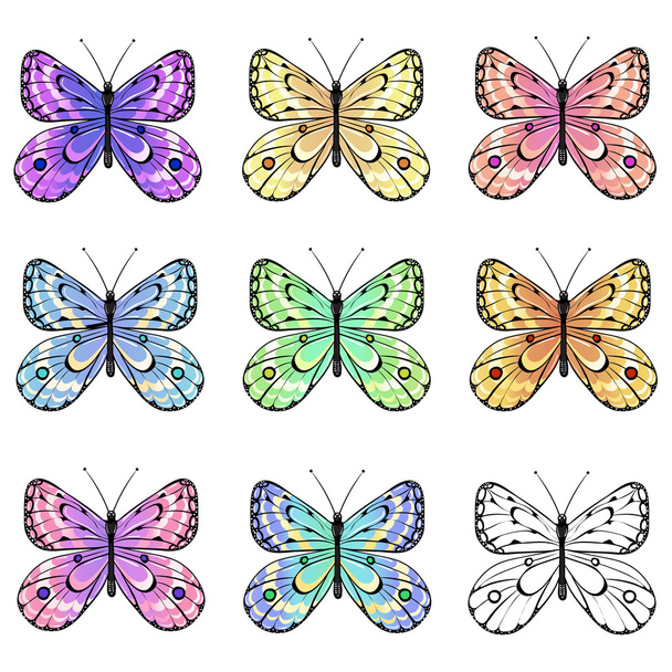 蝶のセット - ベクター画像