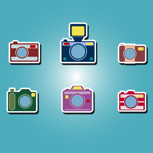 Reihe von Farbsymbolen mit Fotokamera-Symbolen - Vektor, Bild