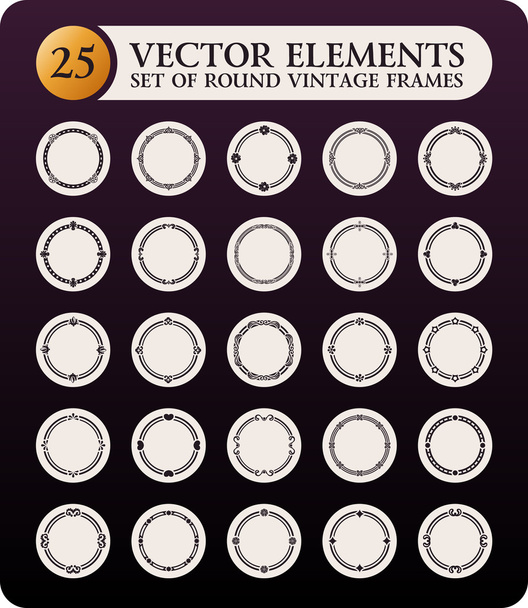 Vintage round frames set. Calligraphic design elements - Vector, Image
