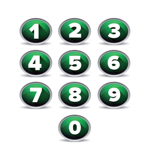 Number set vector green - Διάνυσμα, εικόνα