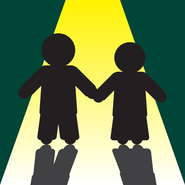 jongen en meisje silhouetten met schaduwen - Vector, afbeelding