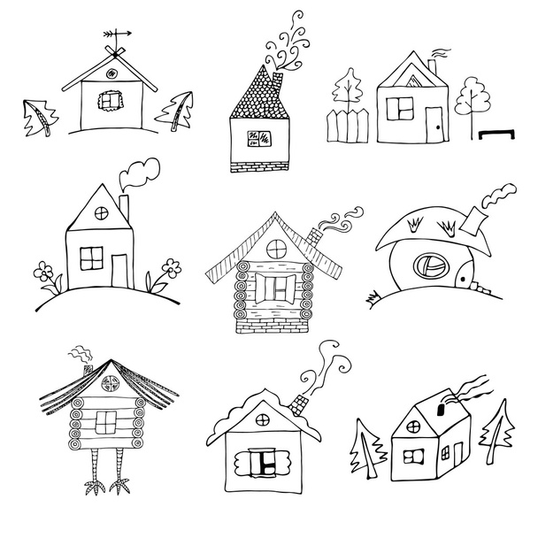 Cartoon house icons - Vector, Image