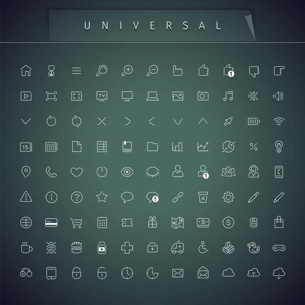 Universele dunne Icons Set - Vector, afbeelding