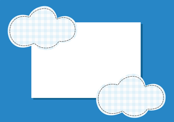 Filo di sutura di patch cloud frame su sfondo blu
 - Vettoriali, immagini