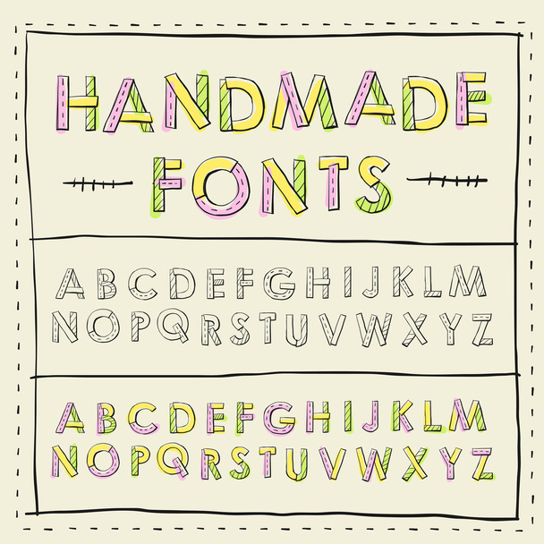 lovely handmade fonts design  - Διάνυσμα, εικόνα