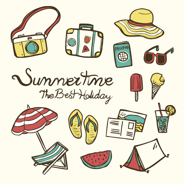 mooie zomer essentials - Vector, afbeelding