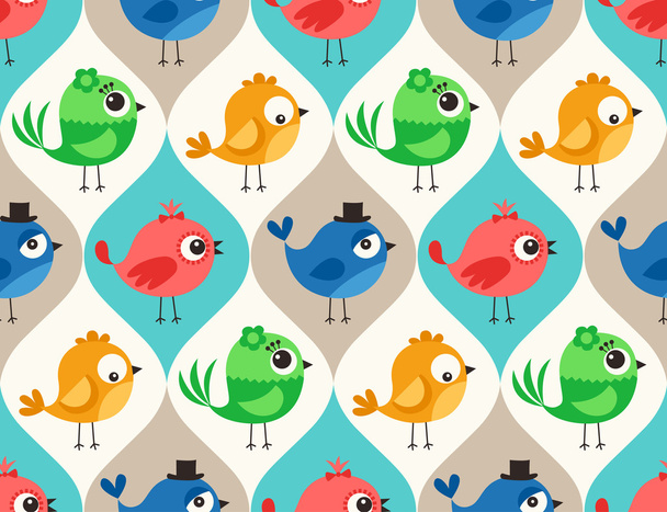 cartoon birds pattern - ベクター画像