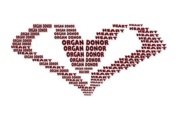 Donante de órganos, texto en forma de corazón
 - Foto, imagen