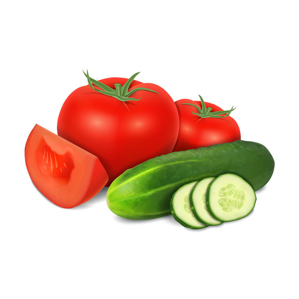Tomate y pepino
 - Vector, Imagen