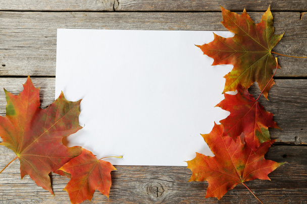 White sheet with autumn leaves - Zdjęcie, obraz