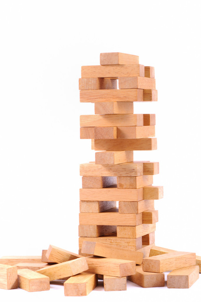blocks wood game on white background - Photo, Image