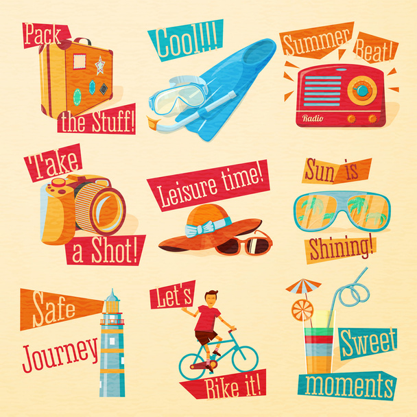 Set of  summer icons - Vector, imagen