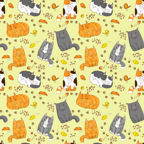 Cute cats seamless pattern - Vector, afbeelding
