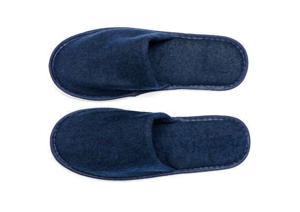 A pair of blue slippers on a white background - Photo, Image