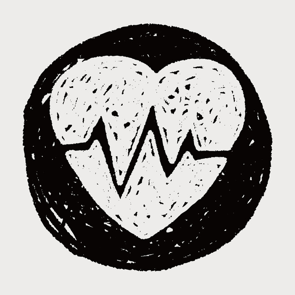 doodle szívverés - Vektor, kép