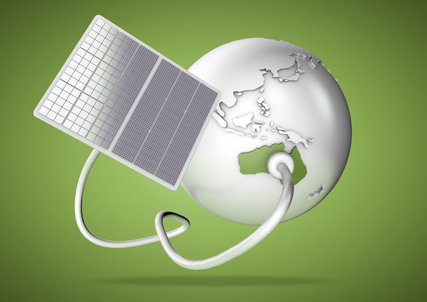 O painel solar fornece energia do sol à Austrália. Conceito para fontes de energia ecológicas e fornecimento de energia ao mundo
. - Foto, Imagem