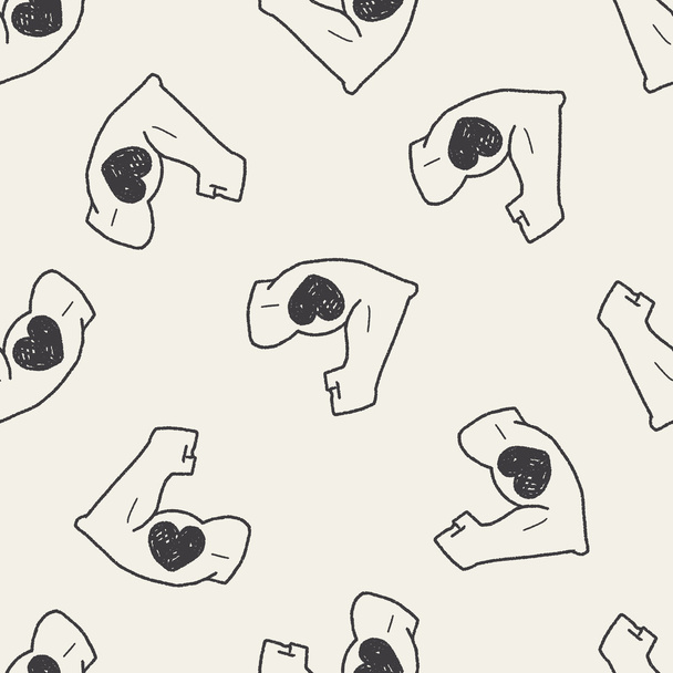 Strong muscle doodle seamless pattern background - Вектор,изображение