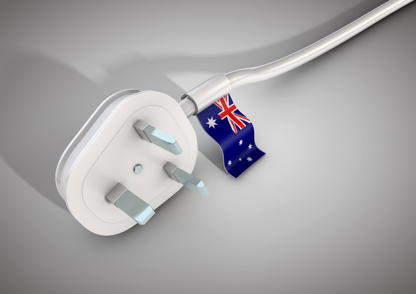 Elektrik kablo ve fiş Avustralya ülke bayrağı atta ile - Fotoğraf, Görsel