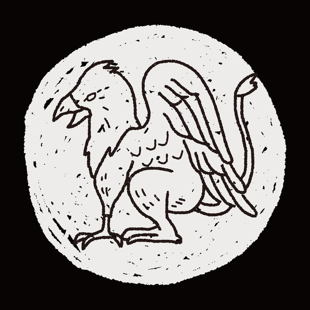 Griffin doodle - Vektor, kép