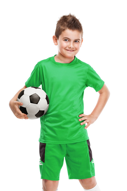 de pie joven jugador de fútbol celebración de fútbol
 - Foto, imagen