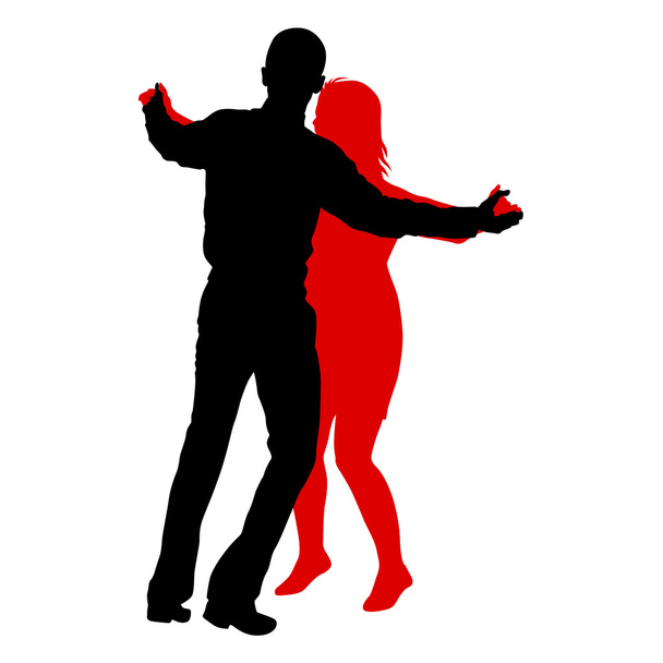 schwarze Silhouetten tanzen auf weißem Hintergrund. Vektorillustrationen - Vektor, Bild