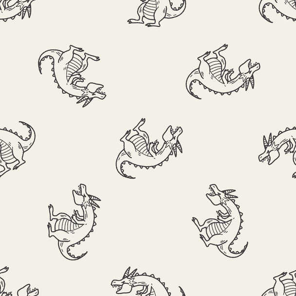 ドラゴン落書きのシームレスなパターン背景 - ベクター画像