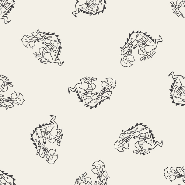dragão doodle sem costura fundo padrão
 - Vetor, Imagem