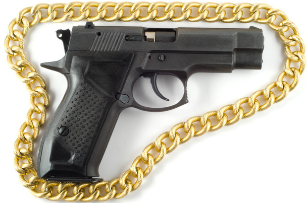 крупним планом пістолет у кобурі
 - Фото, зображення