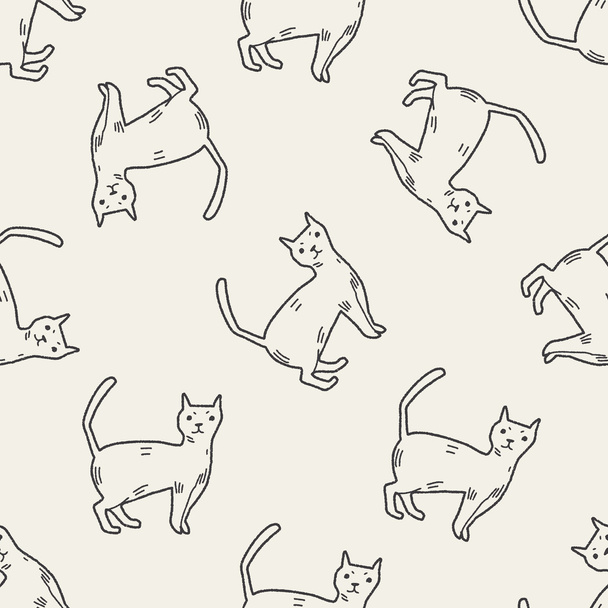 Кошка каракули бесшовный фон шаблона
 - Вектор,изображение