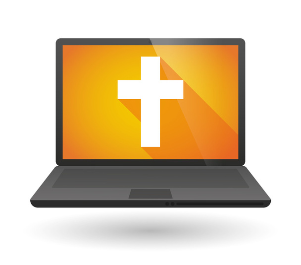 Icono de ordenador portátil con una cruz
 - Vector, Imagen