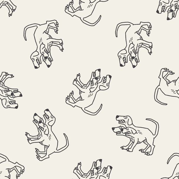 Cerberus doodle fond de motif sans couture
 - Vecteur, image