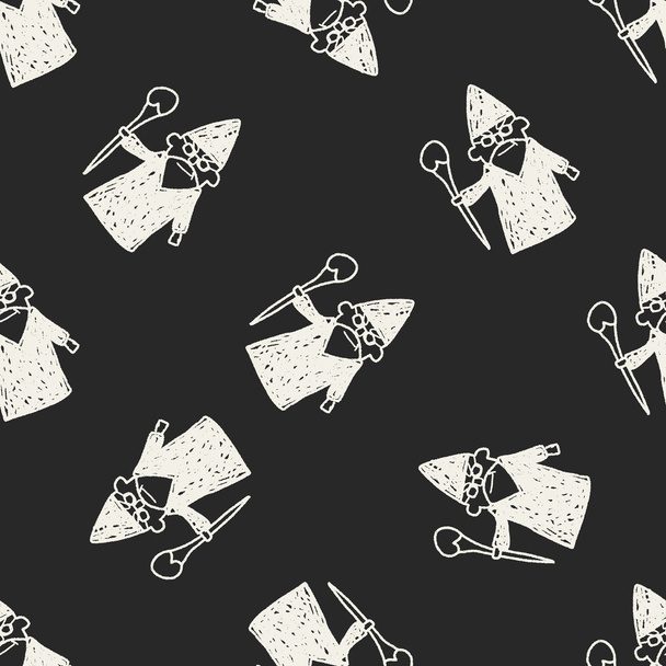 wizard doodle seamless pattern background - Vektor, obrázek